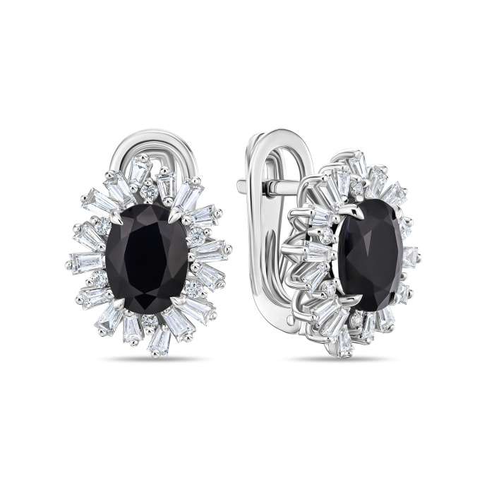 Серьги с бриллиантами и цветными сапфирами - фото 1