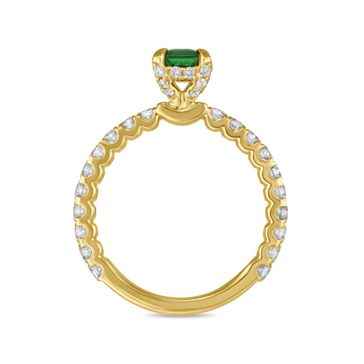 Кольцо с бриллиантами и цаворитом