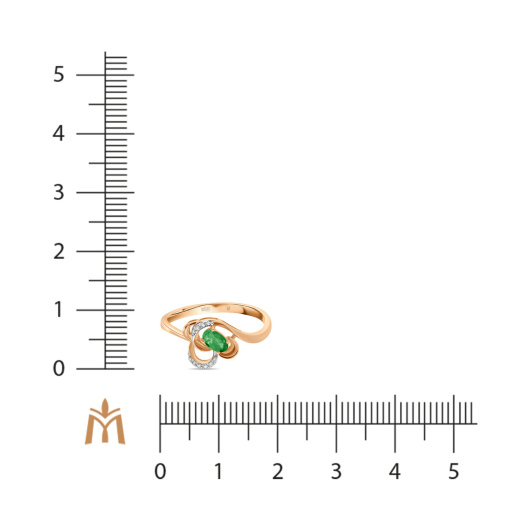 Кольцо с бриллиантами и изумрудом