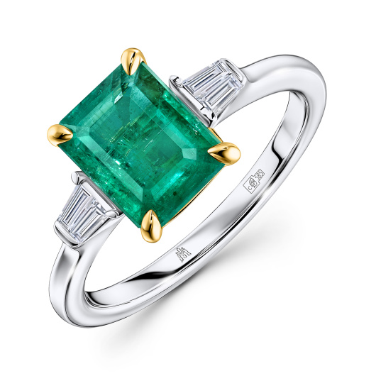 Кольцо с бриллиантом и изумрудом