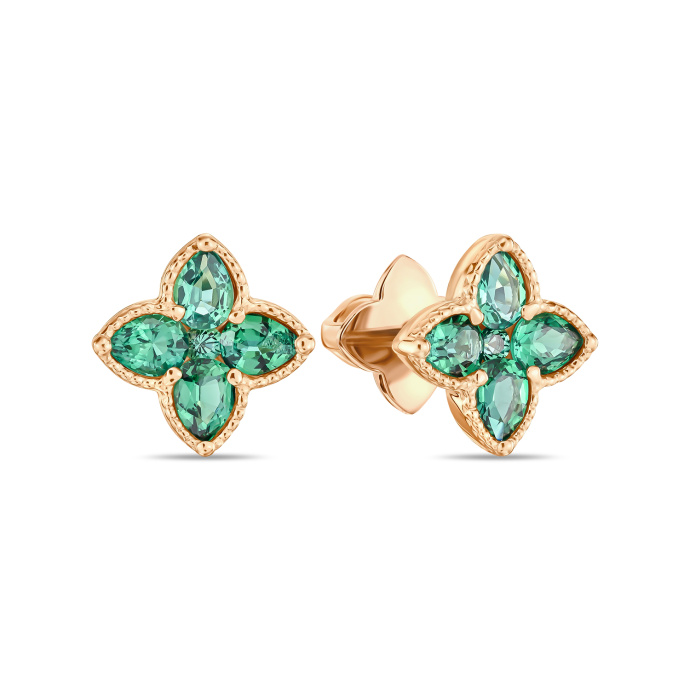 Серьги с гидротермальным изумрудом - фото 1 Серьги с гидротермальным изумрудом - фото 1