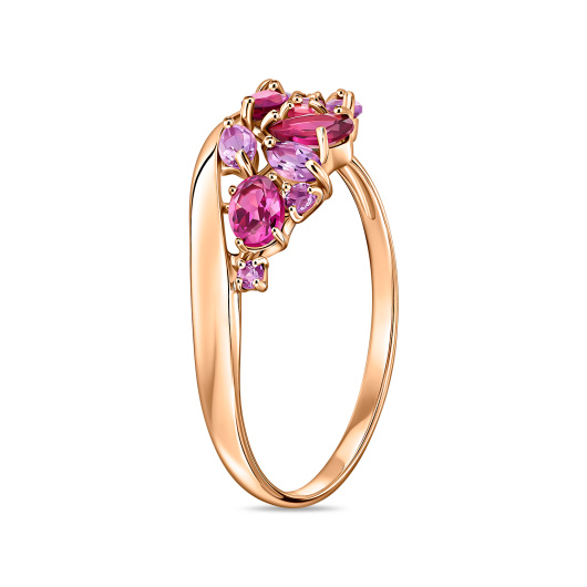 Кольцо с аметистами и родолитами