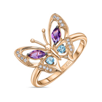 Кольцо с аметистами, топазом и бриллиантами - фото 1