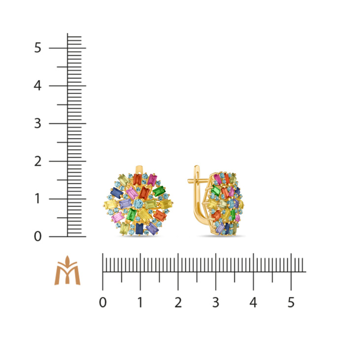Серьги с топазами, гранатами, сапфирами и цветными сапфирами - фото 2