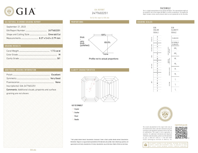 Бриллиант изумруд огранка 1.72 карат - фото 5 Бриллиант изумруд огранка 1.72 карат - фото 5