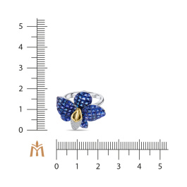 Кольцо с бриллиантами и сапфирами