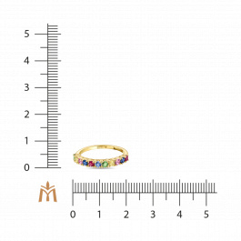 Кольцо с сапфирами, рубинами, цветными сапфирами и цаворитами
