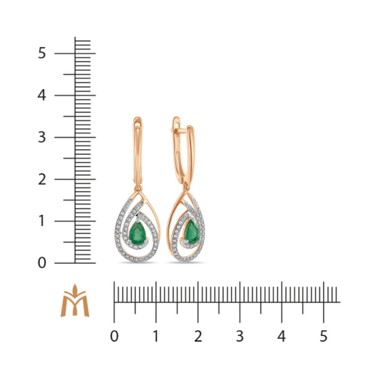 Серьги с бриллиантами и изумрудами