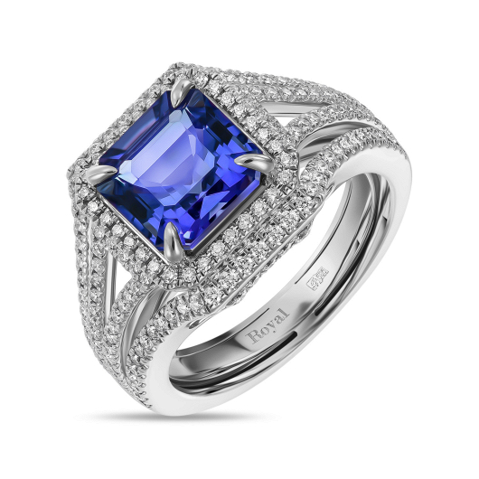 Кольцо с бриллиантами и танзанитом