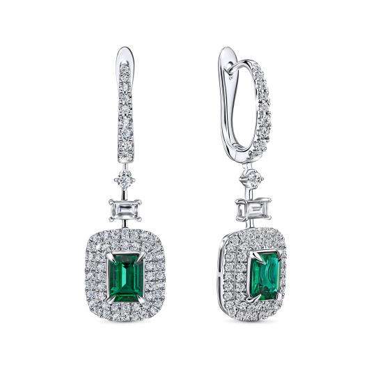 Серьги с бриллиантами и изумрудами