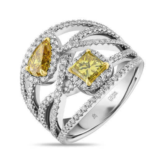 Кольцо с бриллиантами и облагороженными бриллиантами