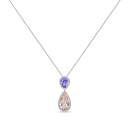 Колье с бриллиантами, морганитом и танзанитом