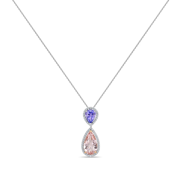Колье с бриллиантами, морганитом и танзанитом - фото 1
