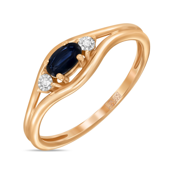 Кольцо с сапфиром и бриллиантами - фото 1