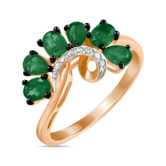 Кольцо с бриллиантами и изумрудами