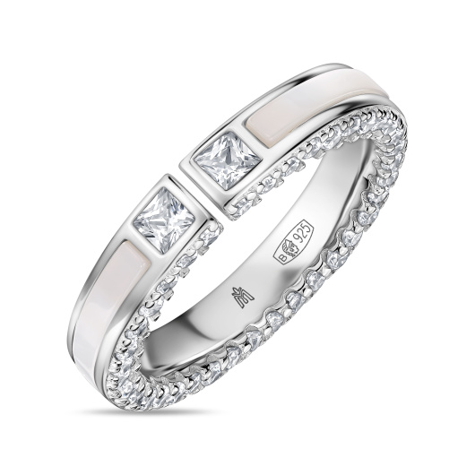 Кольцо с перламутром и фианитами