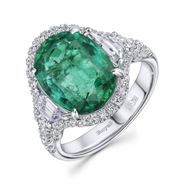 Кольцо с бриллиантами и изумрудом