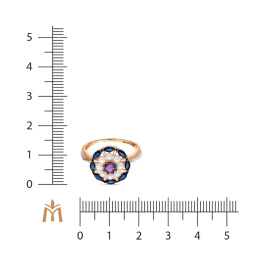 Кольцо с аметистом, жемчугом и сапфирами