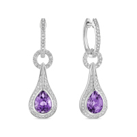 Серьги с бриллиантами и аметистами - фото 1