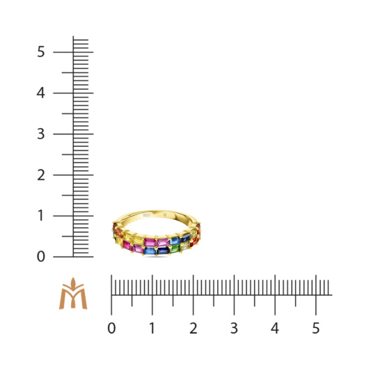 Кольцо с гранатами, сапфирами и цветными сапфирами