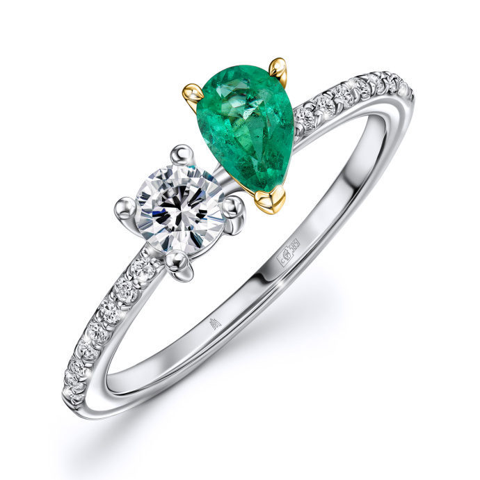 Кольцо с бриллиантами и изумрудом - фото 1 Кольцо с бриллиантами и изумрудом - фото 1