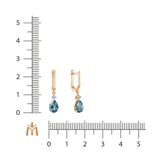 Серьги с бриллиантами и лондон топазом