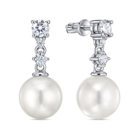 Серьги с жемчугом и бриллиантом - фото 1 Серьги с жемчугом и бриллиантом - фото 1