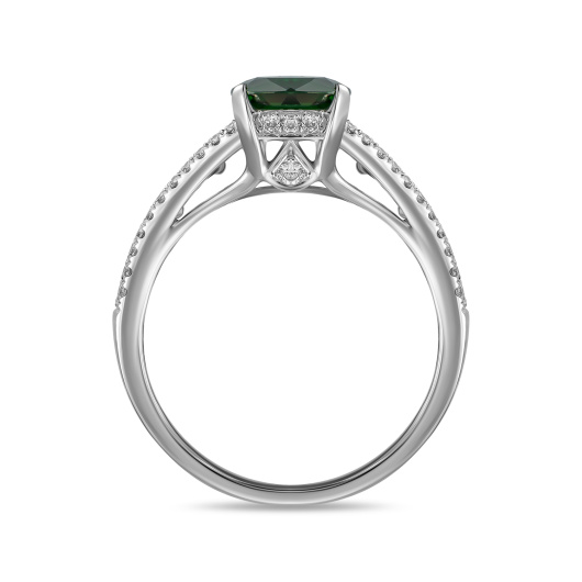 Кольцо с бриллиантами и цаворитом