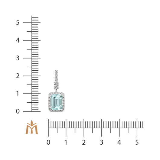 Подвеска с бриллиантами и аквамарином