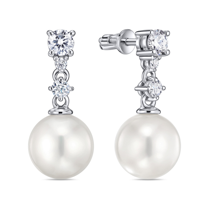 Серьги с жемчугом и бриллиантом - фото 1 Серьги с жемчугом и бриллиантом - фото 1