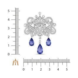 Брошь с бриллиантами, цветными сапфирами и танзанитами