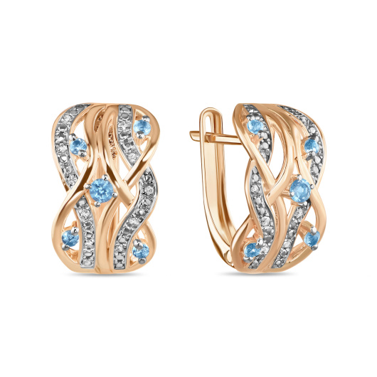 Серьги с топазом и бриллиантами