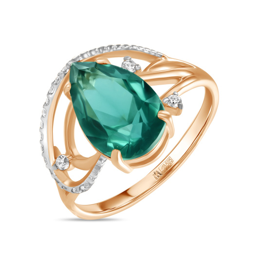 Кольцо с кварцем и фианитом