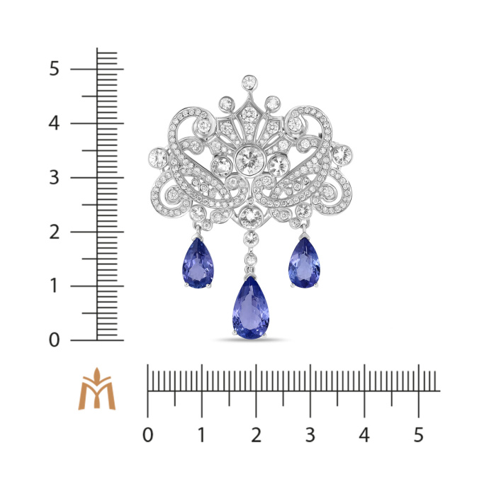 Брошь с бриллиантами, цветными сапфирами и танзанитами - фото 2