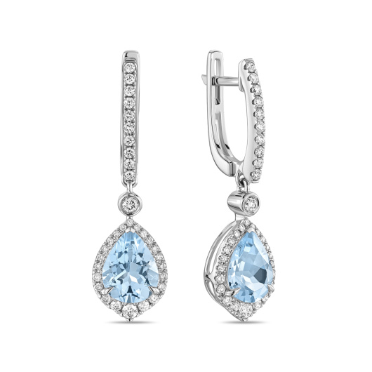 Серьги с аквамаринами и бриллиантами