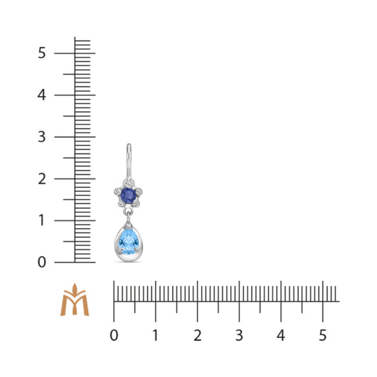 Подвеска с иолитом, топазом и фианитом