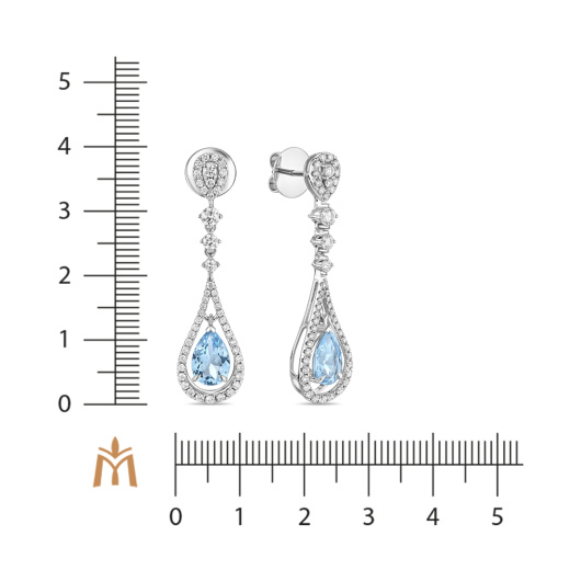 Серьги с аквамаринами и бриллиантами