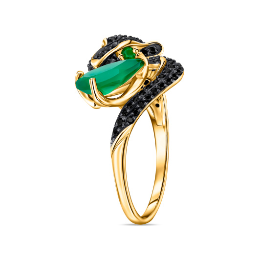 Кольцо с агатами и фианитами