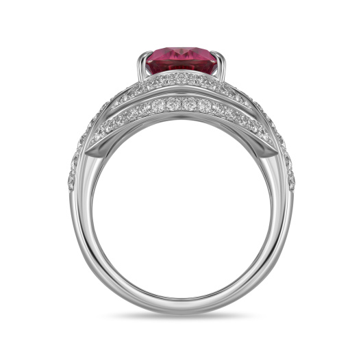 Кольцо с бриллиантами и рубеллитом