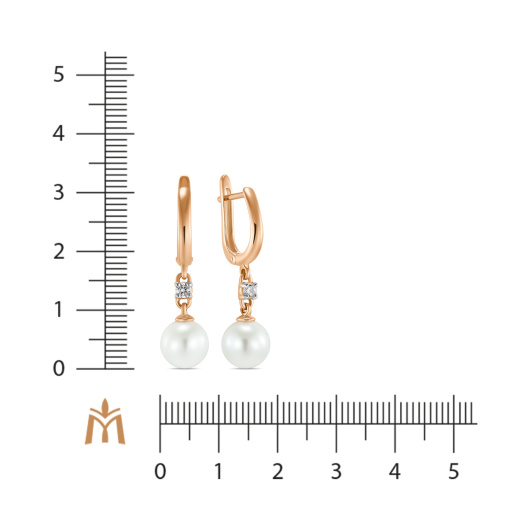 Серьги с жемчугом и фианитами