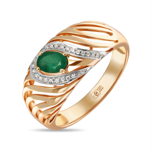 Кольцо с изумрудом и бриллиантами