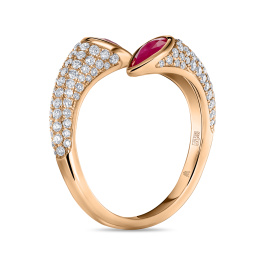 Кольцо с бриллиантами и рубинами