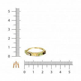 Кольцо с цитрином, хризолитами и дымчатым кварцем