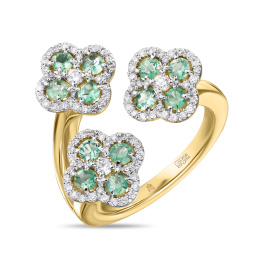 Кольцо с бриллиантами и изумрудами