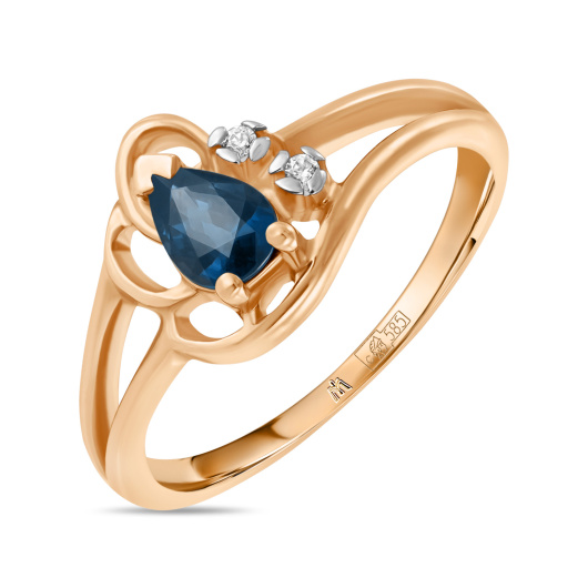 Кольцо с сапфиром и фианитом
