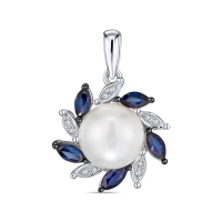 Подвеска с бриллиантами, жемчугом и сапфирами - фото 1