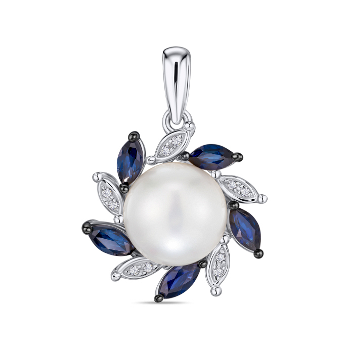 Подвеска с бриллиантами, жемчугом и сапфирами - фото 1
