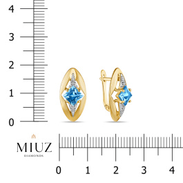 Серьги с топазом швейцарским и фианитами