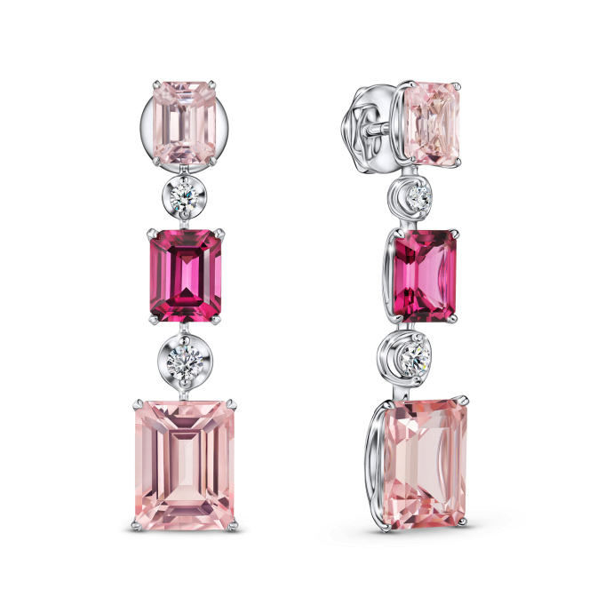 Серьги с бриллиантами, морганитами и родолитами - фото 1 Серьги с бриллиантами, морганитами и родолитами - фото 1