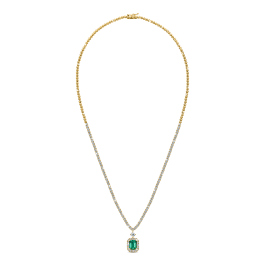 Колье с бриллиантами и изумрудом